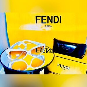 Fendi FS419 White Sunglasses with Logo Arms